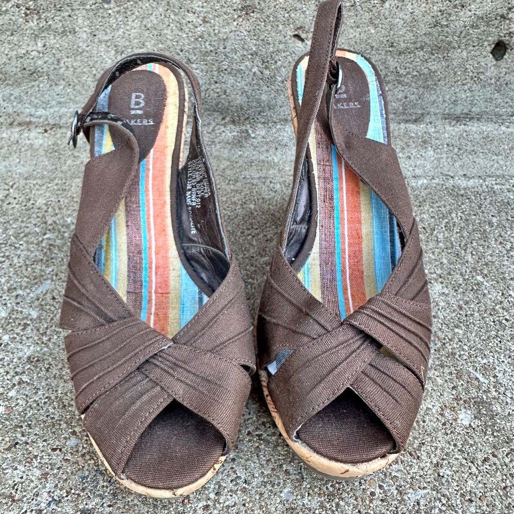 Bakers Brown Espadrille Wedges